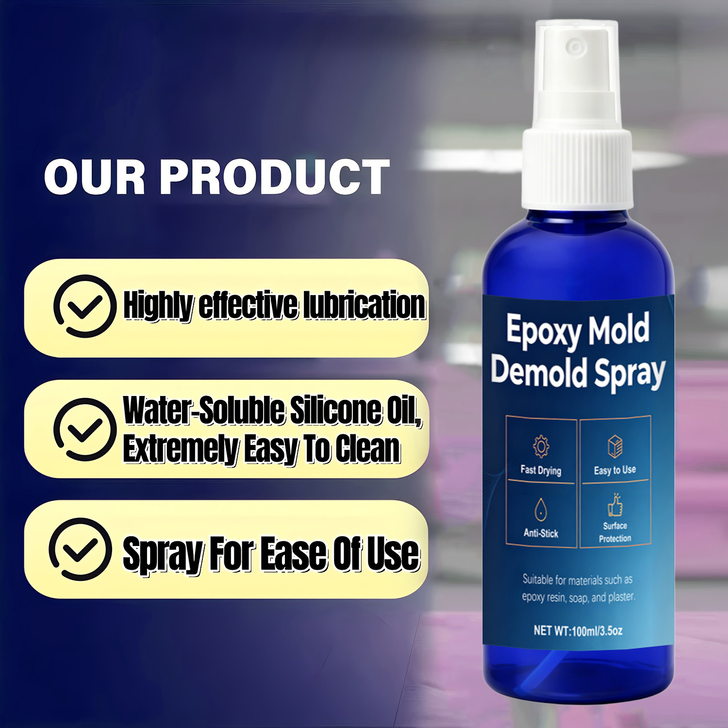 Release Spray Silicone - Spray Desmoldante para Moldes de Silicona,