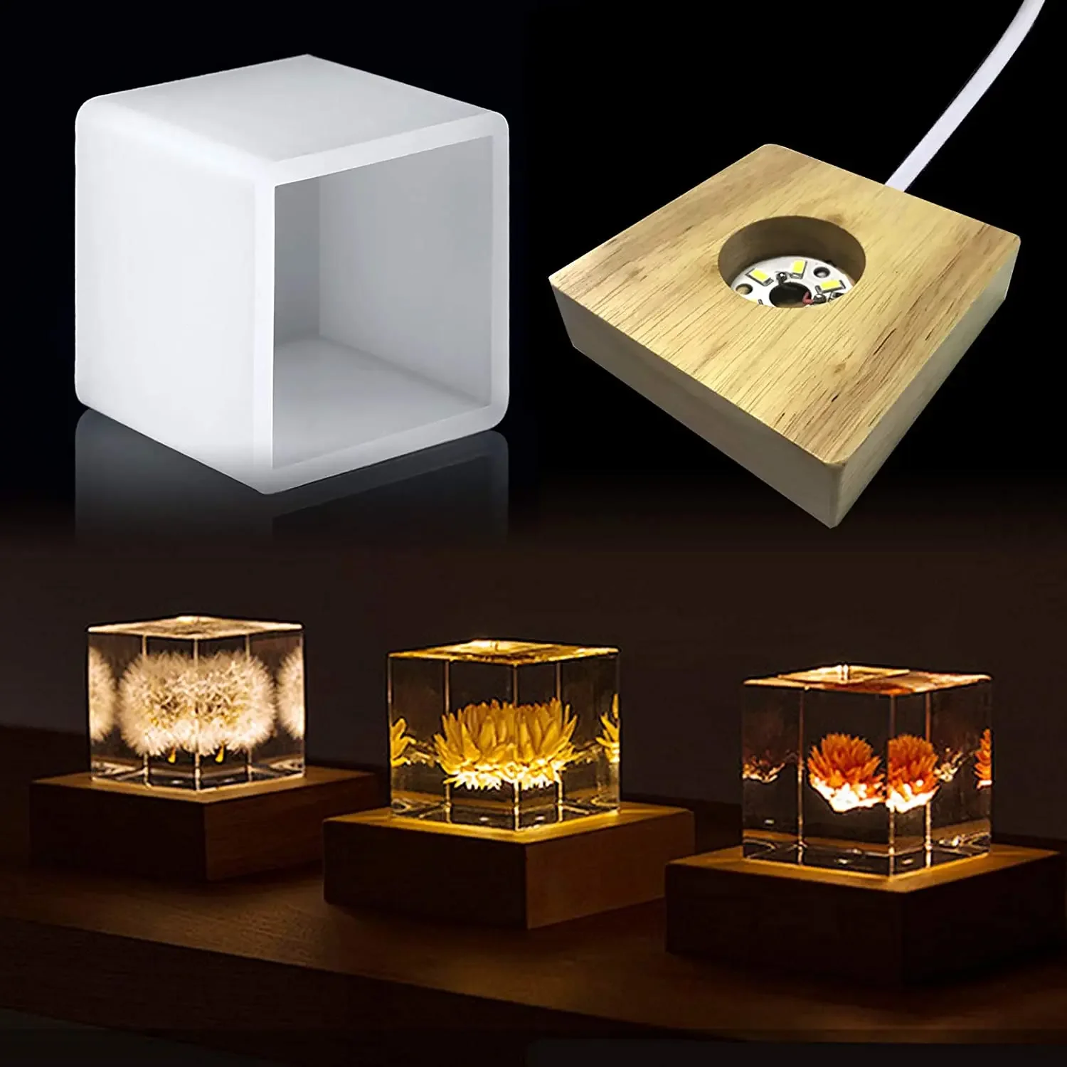 Resin Art Stand - Molde de resina de luz cuadrada,