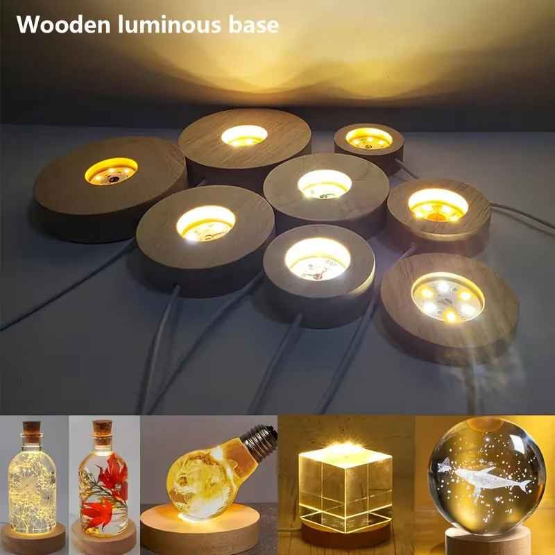 Resin Art Stand - Base de luz nocturna LED redonda