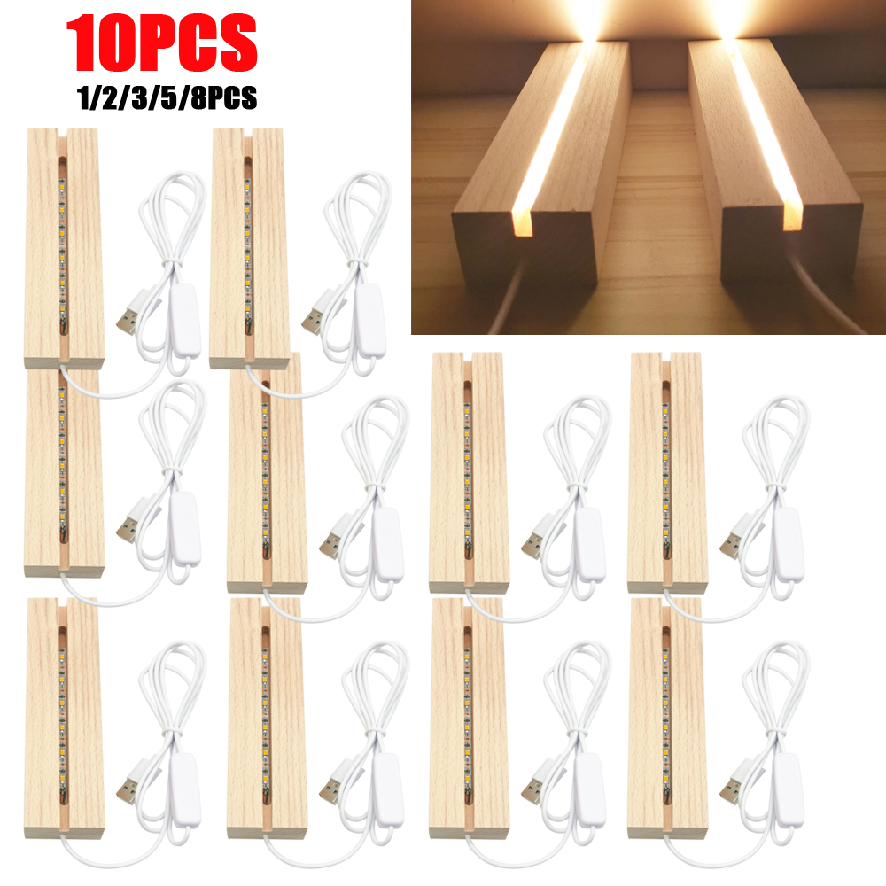 Resin Art Stand - Pantalla de luz LED de madera,