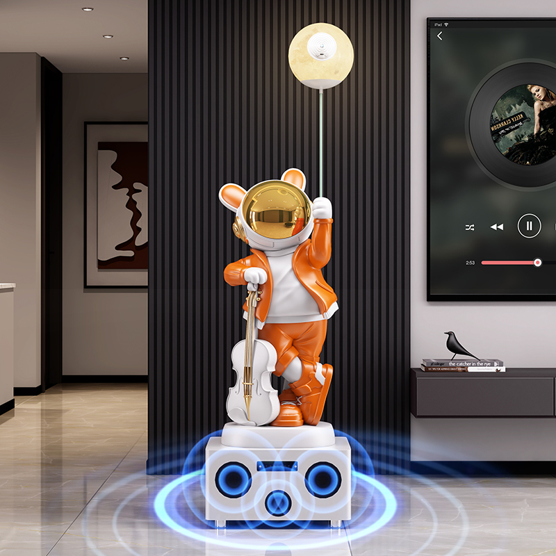 Resin Art Floor - Estatua de conejo y astronauta para