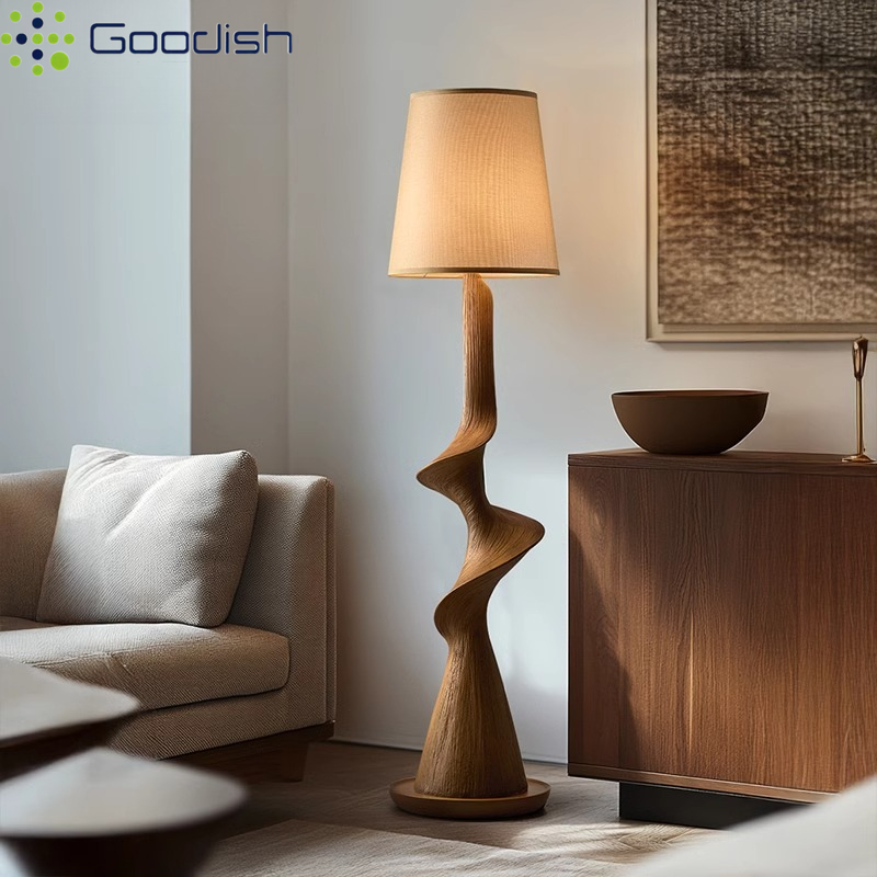 Resin Art Floor - Lámpara de pie LED de madera