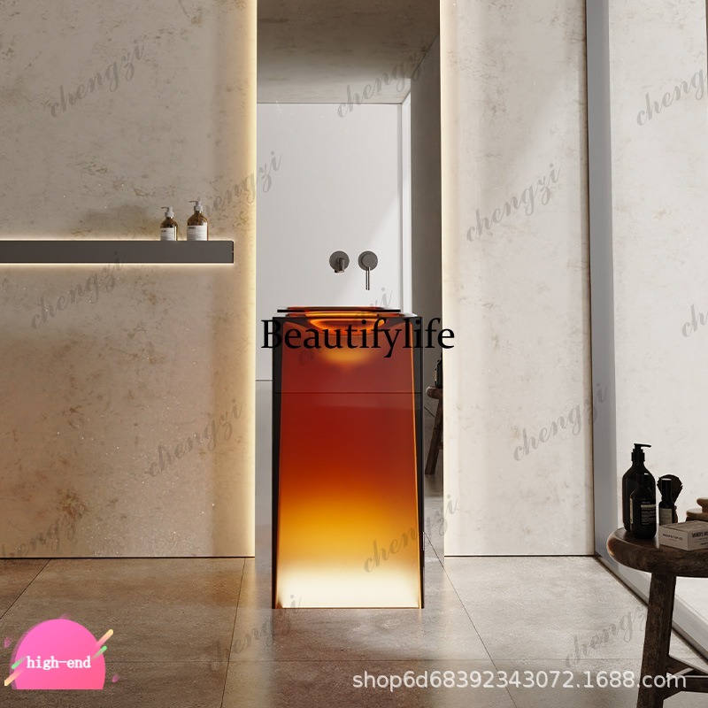 Resin Art Floor - Lavabo de columna de resina transparente