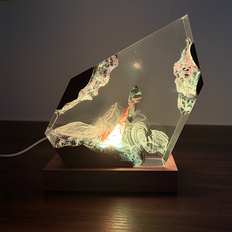 Resin Art And Decor - Lámpara de Mesa de Resina con