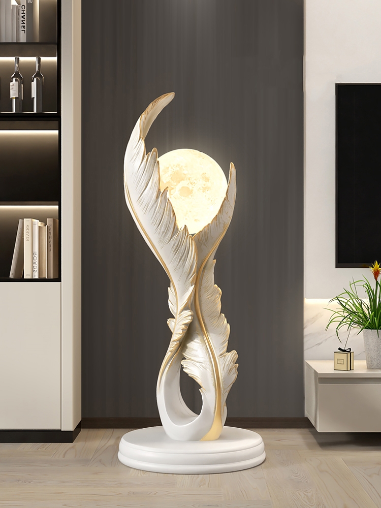 Resin Art Floor - Estatua de resina de plumas luminosas